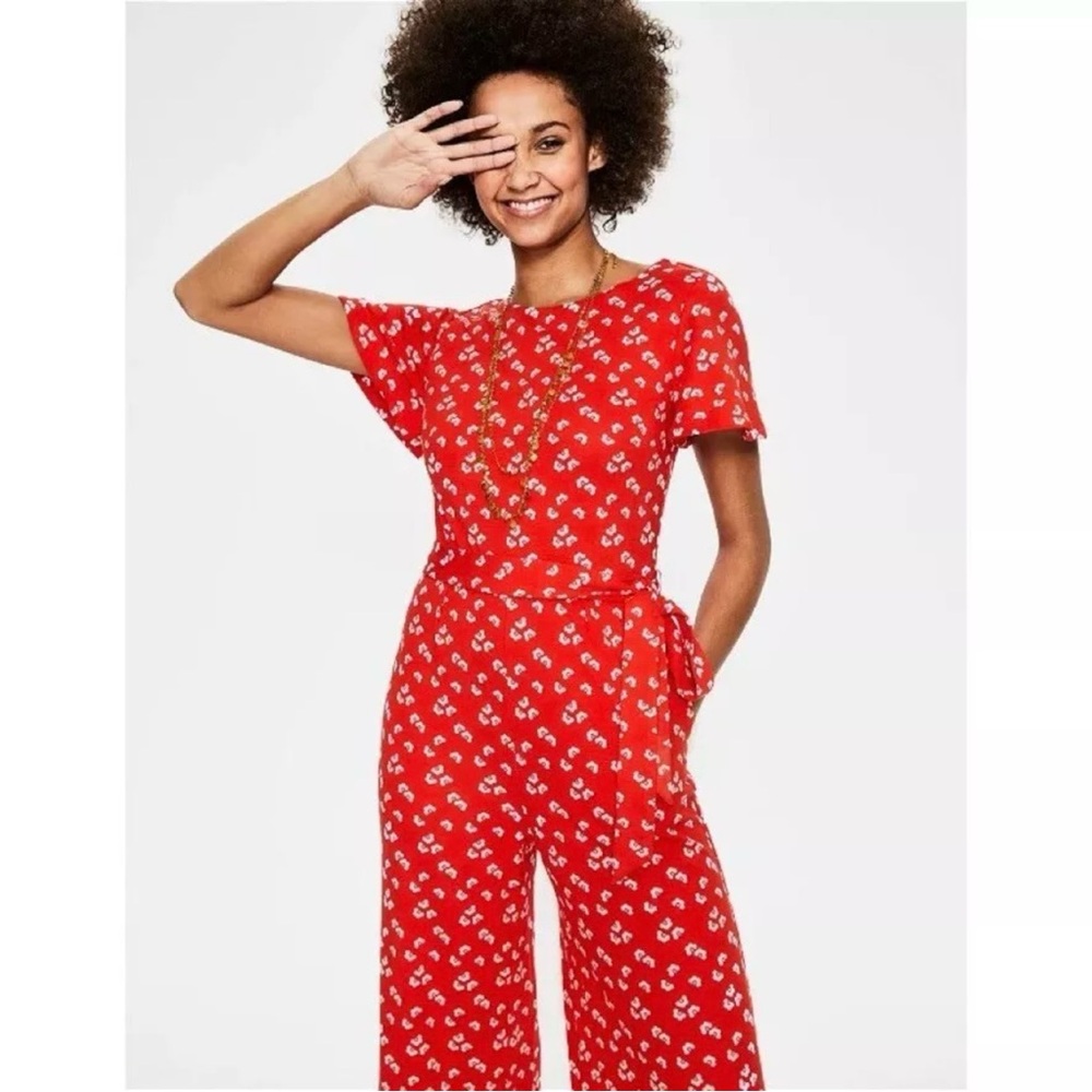 Boden Red Floral Jumpsuit
